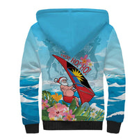 Personalized Antigua and Barbuda Christmas Sherpa Hoodie Windsurfing Santa Caribbean Tropical Style - Wonder Print Shop