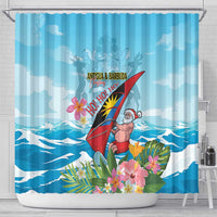 Personalized Antigua and Barbuda Christmas Shower Curtain Windsurfing Santa Caribbean Tropical Style - Wonder Print Shop