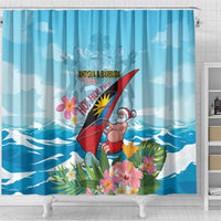 Personalized Antigua and Barbuda Christmas Shower Curtain Windsurfing Santa Caribbean Tropical Style - Wonder Print Shop