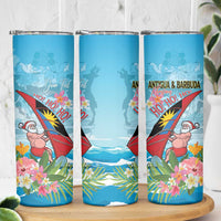 Personalized Antigua and Barbuda Christmas Skinny Tumbler Windsurfing Santa Caribbean Tropical Style - Wonder Print Shop