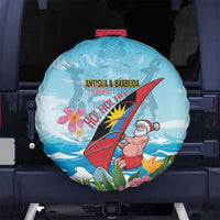 Personalized Antigua and Barbuda Christmas Spare Tire Cover Windsurfing Santa Caribbean Tropical Style - Wonder Print Shop