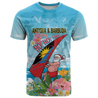 Personalized Antigua and Barbuda Christmas T Shirt Windsurfing Santa Caribbean Tropical Style - Wonder Print Shop