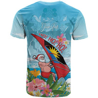 Personalized Antigua and Barbuda Christmas T Shirt Windsurfing Santa Caribbean Tropical Style - Wonder Print Shop