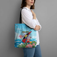 Personalized Antigua and Barbuda Christmas Tote Bag Windsurfing Santa Caribbean Tropical Style - Wonder Print Shop