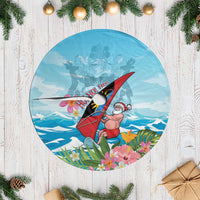 Antigua and Barbuda Christmas Tree Skirt Windsurfing Santa Caribbean Tropical Style - Wonder Print Shop