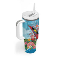 Personalized Antigua and Barbuda Christmas Tumbler With Handle Windsurfing Santa Caribbean Tropical Style - Wonder Print Shop