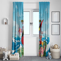 Personalized Antigua and Barbuda Christmas Window Curtain Windsurfing Santa Caribbean Tropical Style - Wonder Print Shop