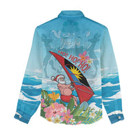 Personalized Antigua and Barbuda Christmas Women Casual Shirt Windsurfing Santa Caribbean Tropical Style - Wonder Print Shop