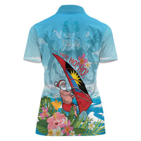 Personalized Antigua and Barbuda Christmas Women Polo Shirt Windsurfing Santa Caribbean Tropical Style - Wonder Print Shop