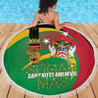 St Kitts and Nevis Sugar Mas Beach Blanket Caribbean Masquerade Flag Color - Wonder Print Shop