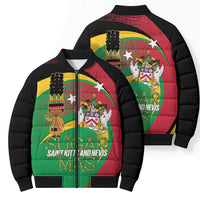 St Kitts and Nevis Sugar Mas Bomber Puffer Jacket Caribbean Masquerade Flag Color - Wonder Print Shop