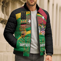St Kitts and Nevis Sugar Mas Bomber Puffer Jacket Caribbean Masquerade Flag Color - Wonder Print Shop