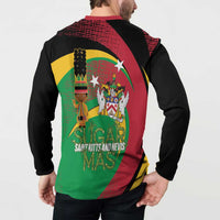 St Kitts and Nevis Sugar Mas Button Sweatshirt Caribbean Masquerade Flag Color - Wonder Print Shop
