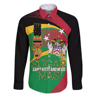 St Kitts and Nevis Sugar Mas Family Matching Off Shoulder Short Dress and Hawaiian Shirt Caribbean Masquerade Flag Color - Wonder Print Shop
