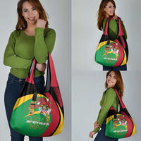 St Kitts and Nevis Sugar Mas Grocery Bag Caribbean Masquerade Flag Color - Wonder Print Shop
