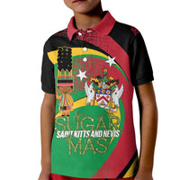St Kitts and Nevis Sugar Mas Kid Polo Shirt Caribbean Masquerade Flag Color - Wonder Print Shop