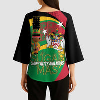 St Kitts and Nevis Sugar Mas Kimono Sleeve Blouse Caribbean Masquerade Flag Color - Wonder Print Shop