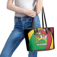 St Kitts and Nevis Sugar Mas Leather Tote Bag Caribbean Masquerade Flag Color - Wonder Print Shop
