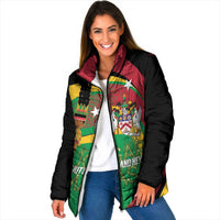 St Kitts and Nevis Sugar Mas Padded Jacket Caribbean Masquerade Flag Color - Wonder Print Shop