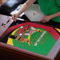 St Kitts and Nevis Sugar Mas Puzzle Caribbean Masquerade Flag Color - Wonder Print Shop