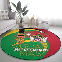 St Kitts and Nevis Sugar Mas Round Carpet Caribbean Masquerade Flag Color - Wonder Print Shop