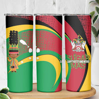 St Kitts and Nevis Sugar Mas Skinny Tumbler Caribbean Masquerade Flag Color - Wonder Print Shop