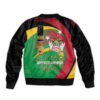 St Kitts and Nevis Sugar Mas Sleeve Zip Bomber Jacket Caribbean Masquerade Flag Color - Wonder Print Shop