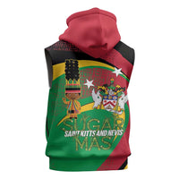 St Kitts and Nevis Sugar Mas Sleeveless Hoodie Caribbean Masquerade Flag Color - Wonder Print Shop