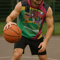 St Kitts and Nevis Sugar Mas Sleeveless Hoodie Caribbean Masquerade Flag Color - Wonder Print Shop