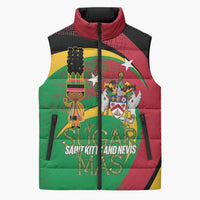 St Kitts and Nevis Sugar Mas Sleeveless Puffer Jacket Caribbean Masquerade Flag Color - Wonder Print Shop