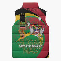 St Kitts and Nevis Sugar Mas Sleeveless Puffer Jacket Caribbean Masquerade Flag Color - Wonder Print Shop