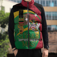 St Kitts and Nevis Sugar Mas Sleeveless Puffer Jacket Caribbean Masquerade Flag Color - Wonder Print Shop