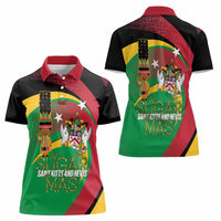 St Kitts and Nevis Sugar Mas Women Polo Shirt Caribbean Masquerade Flag Color - Wonder Print Shop