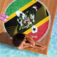 St Kitts and Nevis Christmas Beach Blanket 869 Proud With Map - Wonder Print Shop
