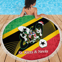 St Kitts and Nevis Christmas Beach Blanket 869 Proud With Map - Wonder Print Shop