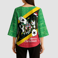 St Kitts and Nevis Christmas Kimono Sleeve Blouse 869 Proud With Map - Wonder Print Shop