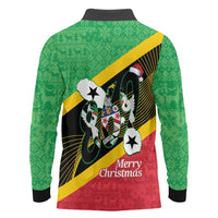 St Kitts and Nevis Christmas Long Sleeve Polo Shirt 869 Proud With Map - Wonder Print Shop