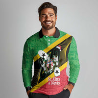 St Kitts and Nevis Christmas Long Sleeve Polo Shirt 869 Proud With Map - Wonder Print Shop