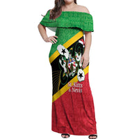 St Kitts and Nevis Christmas Off Shoulder Maxi Dress 869 Proud With Map - Wonder Print Shop