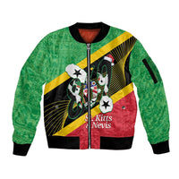 St Kitts and Nevis Christmas Sleeve Zip Bomber Jacket 869 Proud With Map - Wonder Print Shop