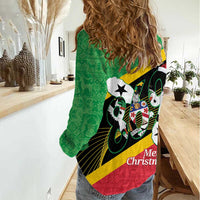 St Kitts and Nevis Christmas Women Casual Shirt 869 Proud With Map - Wonder Print Shop