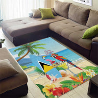 Saint Lucia Christmas Area Rug Chill Macaw Parrot Caribbean Tropical Style - Wonder Print Shop