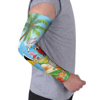 Personalized Saint Lucia Christmas Arm Sleeves Chill Macaw Parrot Caribbean Tropical Style - Wonder Print Shop