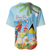Personalized Saint Lucia Christmas Baseball Jersey Chill Macaw Parrot Caribbean Tropical Style - Wonder Print Shop
