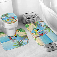 Saint Lucia Christmas Bathroom Set Chill Macaw Parrot Caribbean Tropical Style - Wonder Print Shop