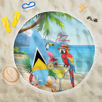 Saint Lucia Christmas Beach Blanket Chill Macaw Parrot Caribbean Tropical Style - Wonder Print Shop