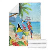 Saint Lucia Christmas Blanket Chill Macaw Parrot Caribbean Tropical Style - Wonder Print Shop