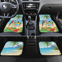 Personalized Saint Lucia Christmas Car Mats Chill Macaw Parrot Caribbean Tropical Style - Wonder Print Shop