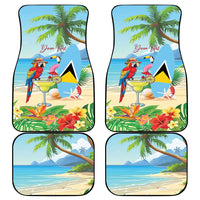 Personalized Saint Lucia Christmas Car Mats Chill Macaw Parrot Caribbean Tropical Style - Wonder Print Shop
