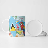 Personalized Saint Lucia Christmas Ceramic Mug Chill Macaw Parrot Caribbean Tropical Style - Wonder Print Shop